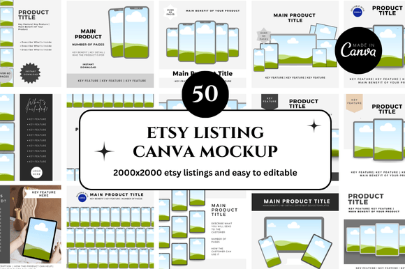 50 Etsy Canva Mockup Templates for Digital Sellers