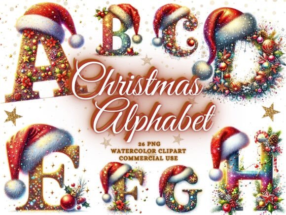 Christmas Alphabet PNG Clipart: Festive Design Assets