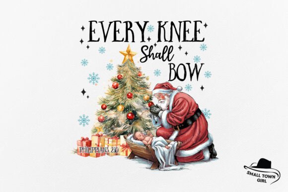 Every Knee Shall Bow Nativity Santa Png: A Design Asset
