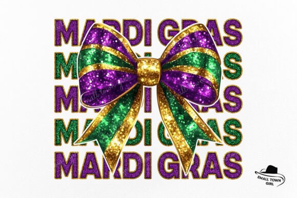 Glitter Mardi Gras Coquette Bow PNG: A Design Asset