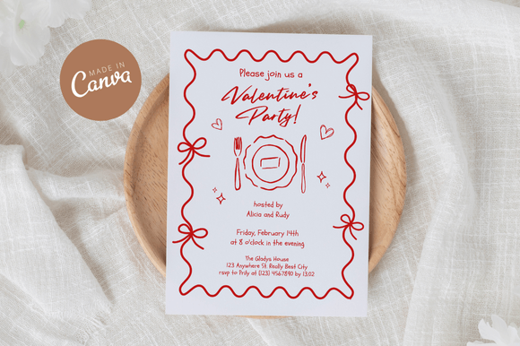 Handdrawn Valentine's Invitations: Canva Template Guide