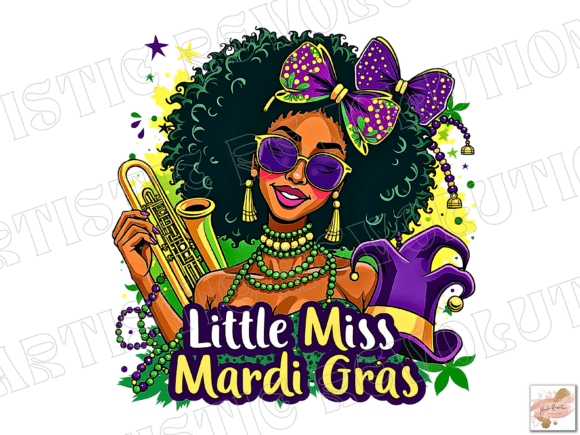 Little Mis Mardi Gras PNG: Design with Festive Flair