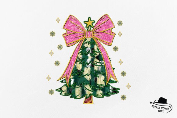 Pink Coquette Glitter Christmas Tree Png: Festive Elegance