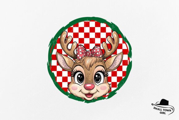Reindeer Girl Kid Checkered Christmas: A Designer's Delight