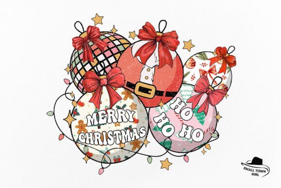 Retro Christmas Ornaments Coquette Bow: A Vintage Design Asset