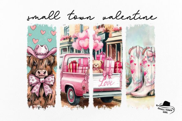 Retro Western Highland Cow Valentine PNG: A Design Asset