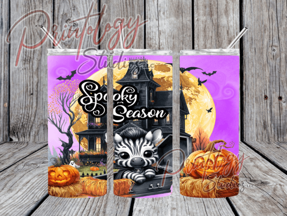 Spooky Season Halloween Zebra 20oz Wrap: A Bold Design Asset